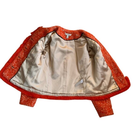 J Crew Orange Red Fringe Tweed Blazer - Picture 6 of 11